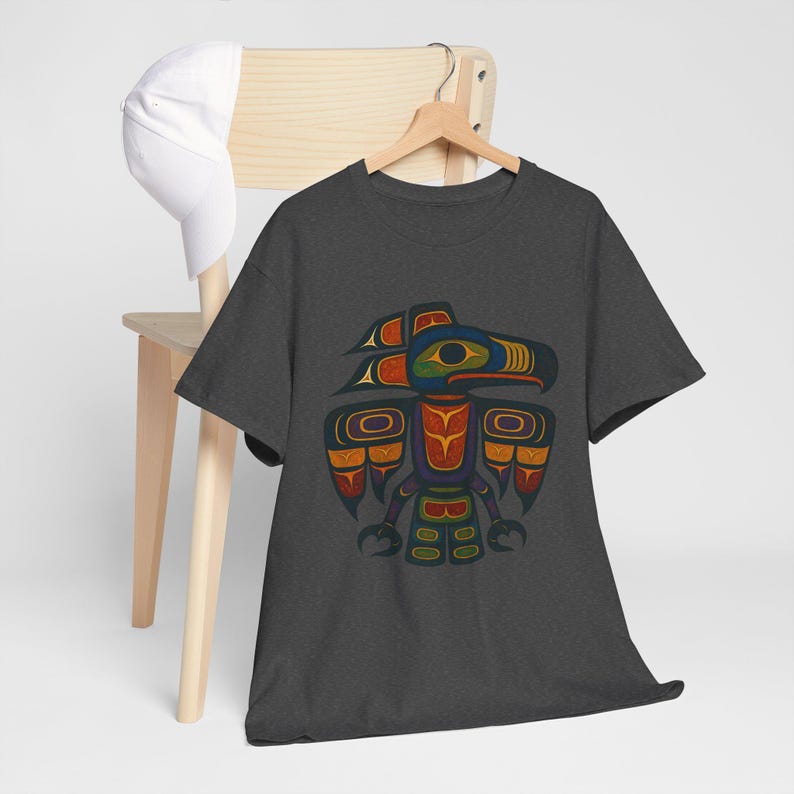 Haida Tlingit Thunderbird Totem Tee: Indigenous Art T-Shirt Dark Heather