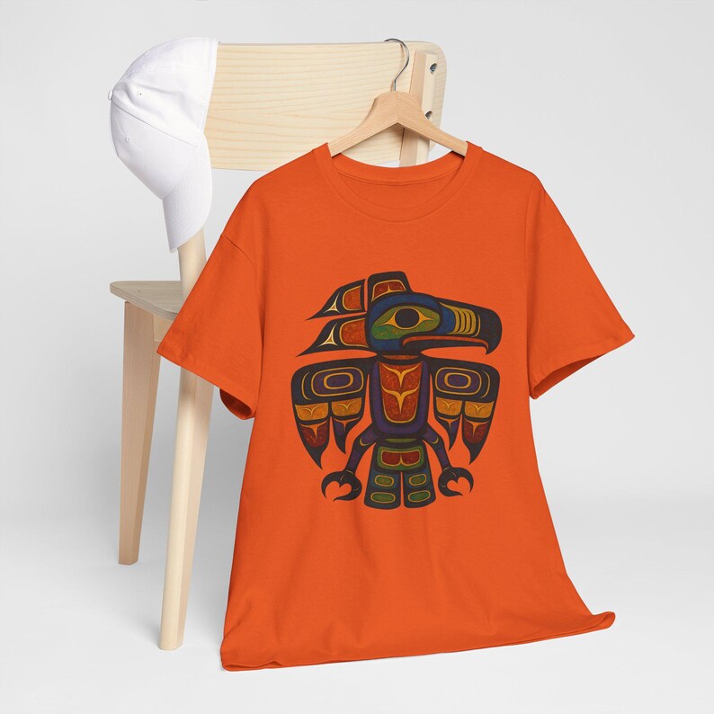 Haida Tlingit Thunderbird Totem Tee: Indigenous Art T-Shirt Orange