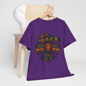 Haida Tlingit Thunderbird Totem Tee: Indigenous Art T-Shirt Purple