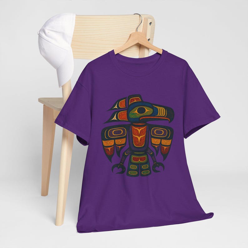 Haida Tlingit Thunderbird Totem Tee: Indigenous Art T-Shirt Purple