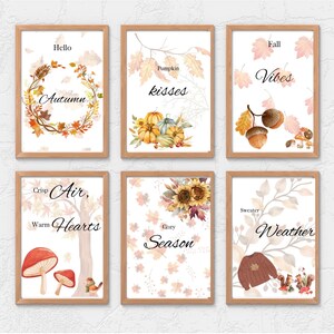 Autumn Quote Wall Art Set | Fall Printable Prints with Leaves and pumpkins | Cozy Seasonal Decor | Digital Download