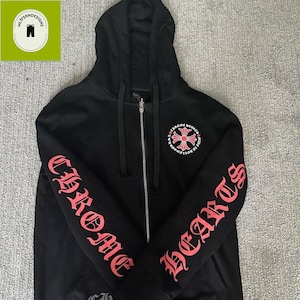 【本日限定価格！】GOTHIC CROSS HOODIE ZIP UP Women Men Y2K Goth Cross Zip Up Hoodie Grunge Punk Emo