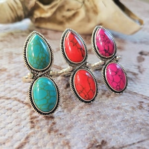 Anello con grappolo di turchese: anello western regolabile