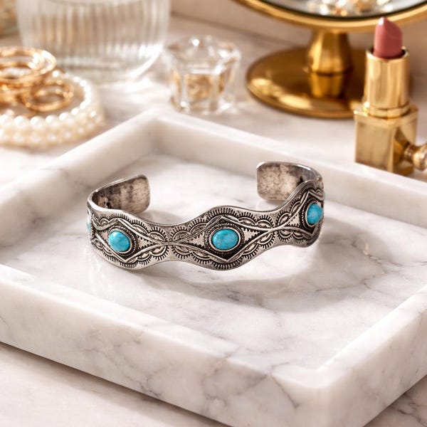Western Curves Cuff Bracelet: Country Cowgirl Festival Jewelry