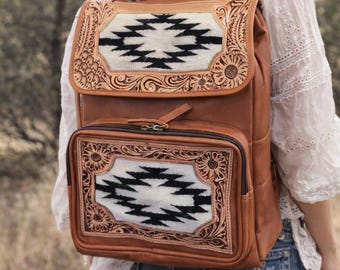 Myra Aztec Backpack Western Convertible Leather Cotton Amazon.com: Myra Bag Western Leather Backpack Bag for Women  main image 3