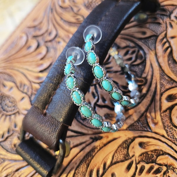 Western Turquoise Hoop Earrings | Country Girl Hoops