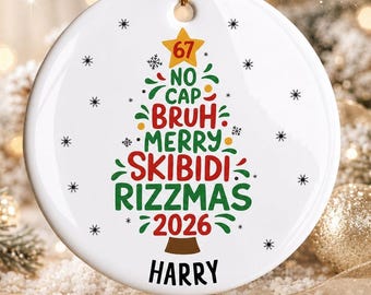 Gen Z Ornament, Funny Skibidi Rizzmas, Six Seven 67, Christmas Meme, Brainrot Meme, TikTok Slang Gift, Gen Alpha Ornament, Teen Slang