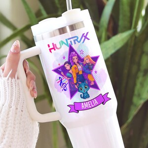 Demon Hunters Tumbler, Custom Name KPOP Gift for Teen Girl, Huntrix Mira Rumi Zoey Cup, Anime Gamer Girl Gift, 40 oz & 20 oz, Gen Z Keepsake