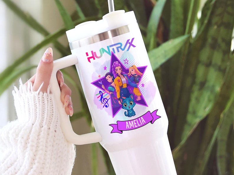 Demon Hunters Tumbler, Custom Name KPOP Gift for Teen Girl, Huntrix Mira Rumi Zoey Cup, Anime Gamer Girl Gift, 40 oz & 20 oz, Gen Z Keepsake