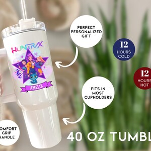 Demon Hunters Tumbler, Custom Name KPOP Gift for Teen Girl, Huntrix Mira Rumi Zoey Cup, Anime Gamer Girl Gift, 40 oz & 20 oz, Gen Z Keepsake