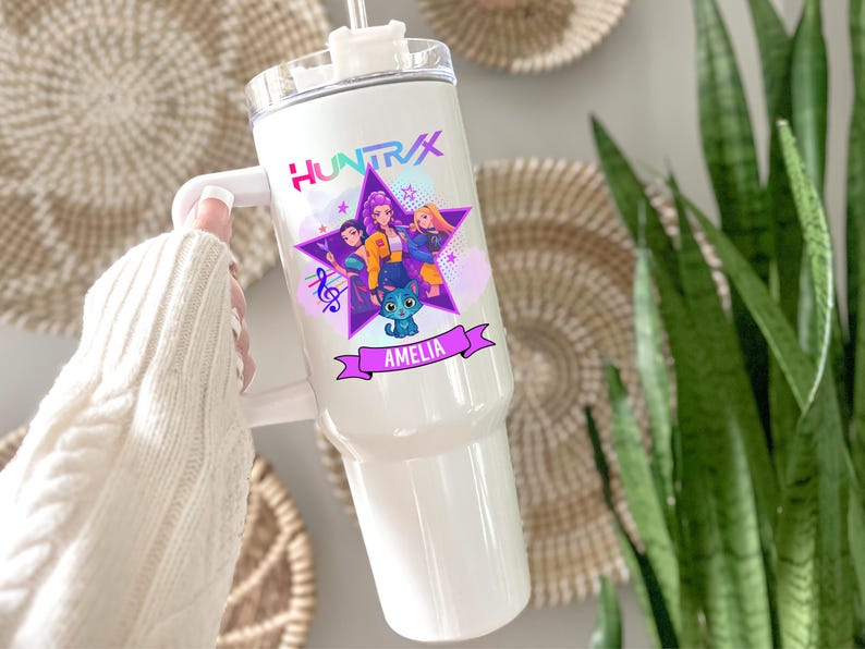 Demon Hunters Tumbler, Custom Name KPOP Gift for Teen Girl, Huntrix Mira Rumi Zoey Cup, Anime Gamer Girl Gift, 40 oz & 20 oz, Gen Z Keepsake