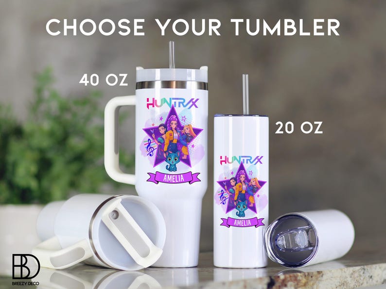 Demon Hunters Tumbler, Custom Name KPOP Gift for Teen Girl, Huntrix Mira Rumi Zoey Cup, Anime Gamer Girl Gift, 40 oz & 20 oz, Gen Z Keepsake