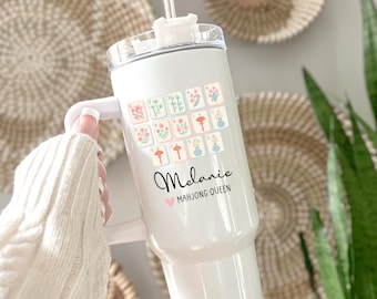 Mahjong Tumbler with Name, Custom Mahjong Gift, Mahjong Player Cup, Mahjong Lover Gift, Game Night, Mahjong Accessories Mahjong Social Club