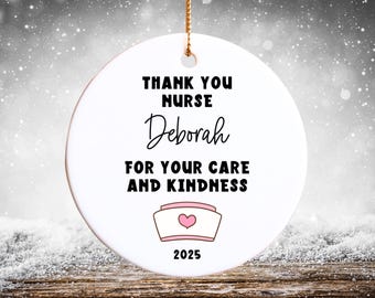 Nurse Thanks Ornament – Personalized Thank You Gift for Nurse, Healthcare Worker Appreciation Ornament, Custom Nurse Christmas Keepsake