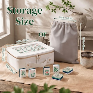 Juego de fichas de Mahjong Chinoiserie, regalo para amantes del Mahjong, 166 piezas de acrílico con diseño botánico chino, fichas transparentes de 4 capas, regalo de lujo para aficionados a los juegos. imagen 6