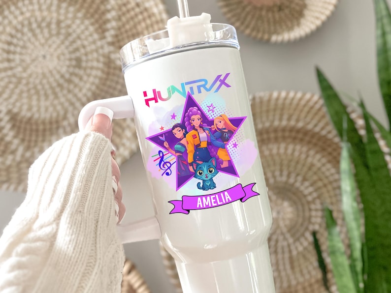 Demon Hunters Tumbler, Custom Name KPOP Gift for Teen Girl, Huntrix Mira Rumi Zoey Cup, Anime Gamer Girl Gift, 40 oz & 20 oz, Gen Z Keepsake