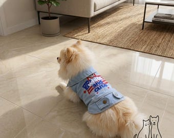 Collection de vestes en jean pour chiots - Gilets et manteaux en denim faits main pour chiens et chats - Vêtements d'extérieur brodés pour animaux de compagnie - Plusieurs styles - Petites races