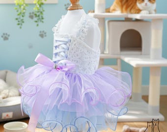 Robe de mariée en tulle en dentelle cousue à la main Robe de mariée élégante pour chien