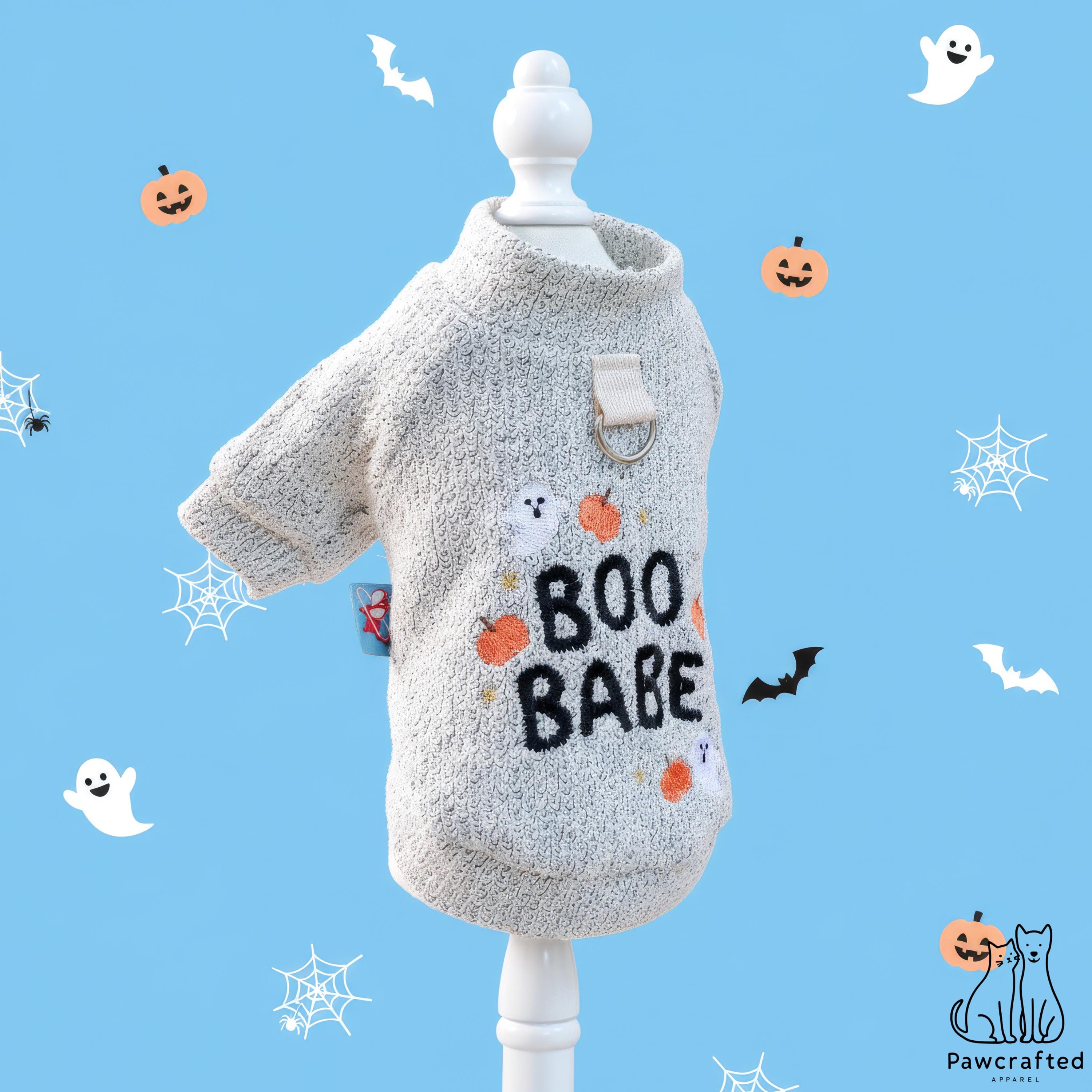 Hand-sewn BOO BABE Halloween Pet Sweater | Cozy Knit Dog Outfit With ...