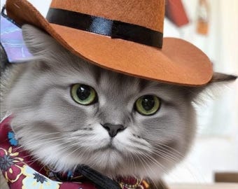 Sombrero de vaquero para gatos, mini sombrero del oeste para mascotas, accesorio de disfraz de rodeo para perros pequeños, divertido accesorio para fotos de gatitos, disfraz de gato del salvaje oeste.