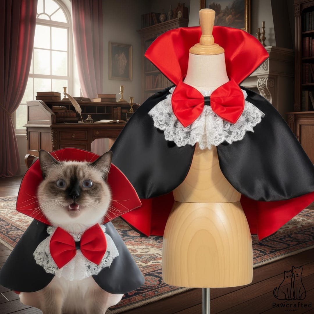Pet Vampire Cape Costume – Sculptural Dracula Dog Cloak, Gothic Cat ...