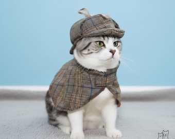 Pet Detective Kostuum voor Katten Vintage Hond Investigator Cape en Hoed Set Mystery Hound Outfit Grappige Puppy Cosplay Photo Prop Kleding