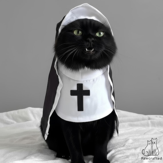 Pet Nun Costume Sculptural Dog Halloween Outfit Funny Cat Sister Habit Holy Pet Cosplay Unique Puppy Dress Up Humorous Pet Apparel