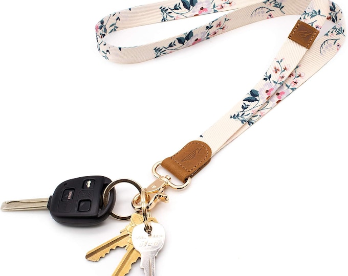 Handmade Floral Neck Lanyard with Key Rings, ID Badge Holder