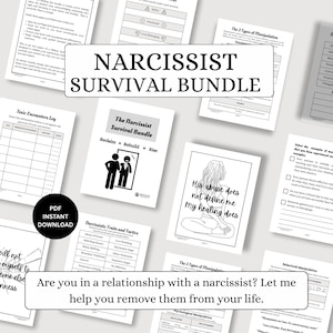 Narcissist Recovery Bundle: Printable Worksheets, Affirmation Art (PDF Download)