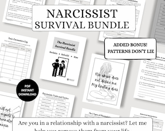 Kit de survie face à un narcissique : Fiches de travail, affirmations, mots croisés (téléchargement PDF)