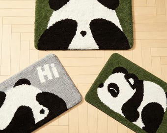 Cute Cartoon Panda Carpet, Cottagecore Aesthetics Bath Carpet, Fluffy Handmade Tufted Rug, Modern Home Bathroom Decor, Housewarming Gifts.