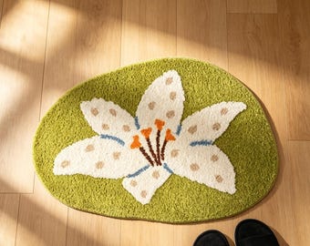 Tapis de bain épais absorbant capitonné floral, tapis de porte de chambre antidérapant, tapis de sol absorbant antidérapant pour toilettes de chambre, 40 x 60/45 x 70/50 x 80.