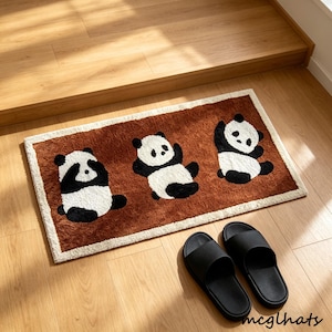 Cartoon Panda Tufted Carpet, Non-Slip Play Mat For Children, Thick Plush Rug for Bedroom, Soft Floor Mat for Sofa & Coffee Table, Panda Mat.