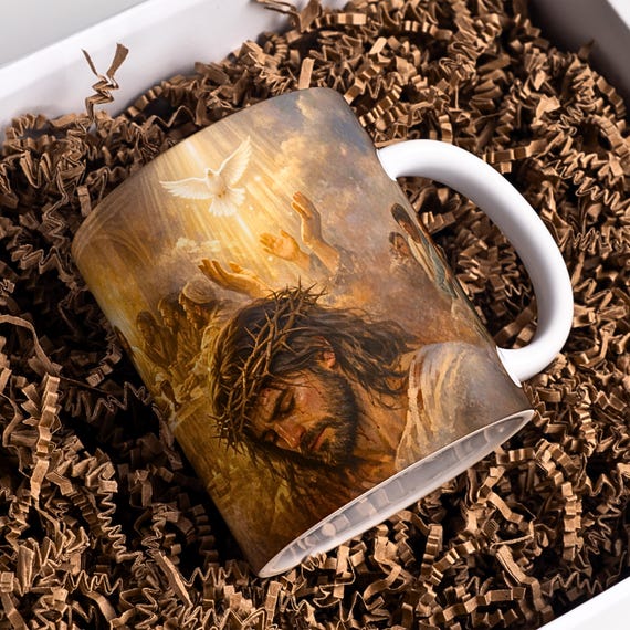 Jesus Mug Wrap PNG, Christian Sublimation Design 11oz 15oz, Bible Story Cup Wrap, Religious Gift for Church Members, Faith Art