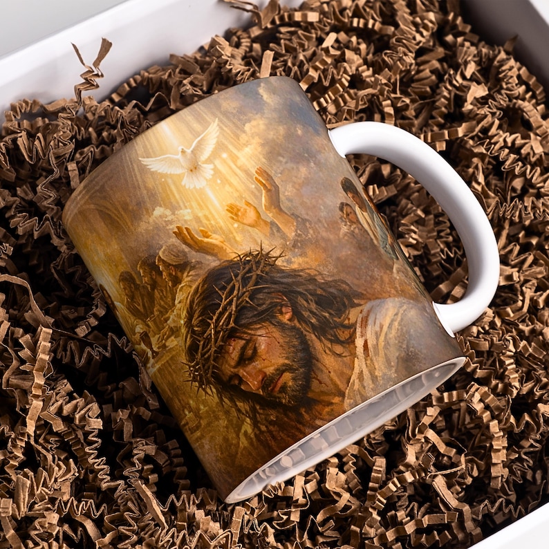 Jesus Mug Wrap PNG, Christian Sublimation Design 11oz 15oz, Bible Story Cup Wrap, Religious Gift for Church Members, Faith Art