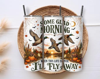 Mallard Duck Tumbler Wrap PNG, 20 oz Skinny Tumbler Sublimation Design, Fall Waterfowl Autumn Digital Download