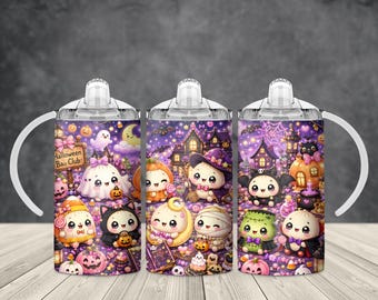 Halloween Dumpling Club 12oz Kids Sippy Cup PNG, Cute Kawaii Halloween Dumpling Sublimation Design, Kids Cup Wrap Digital Download