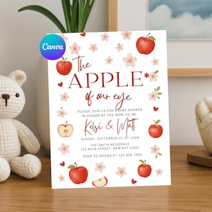 Apple Baby Shower Invitation Template | Apple of Our Eye Baby Shower Invite | Gender Neutral Baby Shower Suite | Editable Digital Download