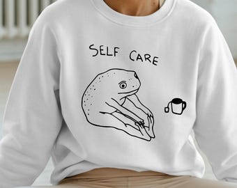Sarcastic Self Care Frog Sweatshirt, Yoga Lover Hoodie, Funny Graphic Shirt