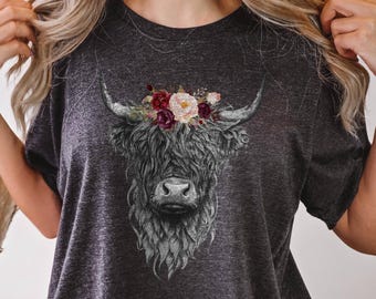 Highland Cow Shirt, Western Cow Graphic Tee, Country Life T-Shirt, Farm Top for Women