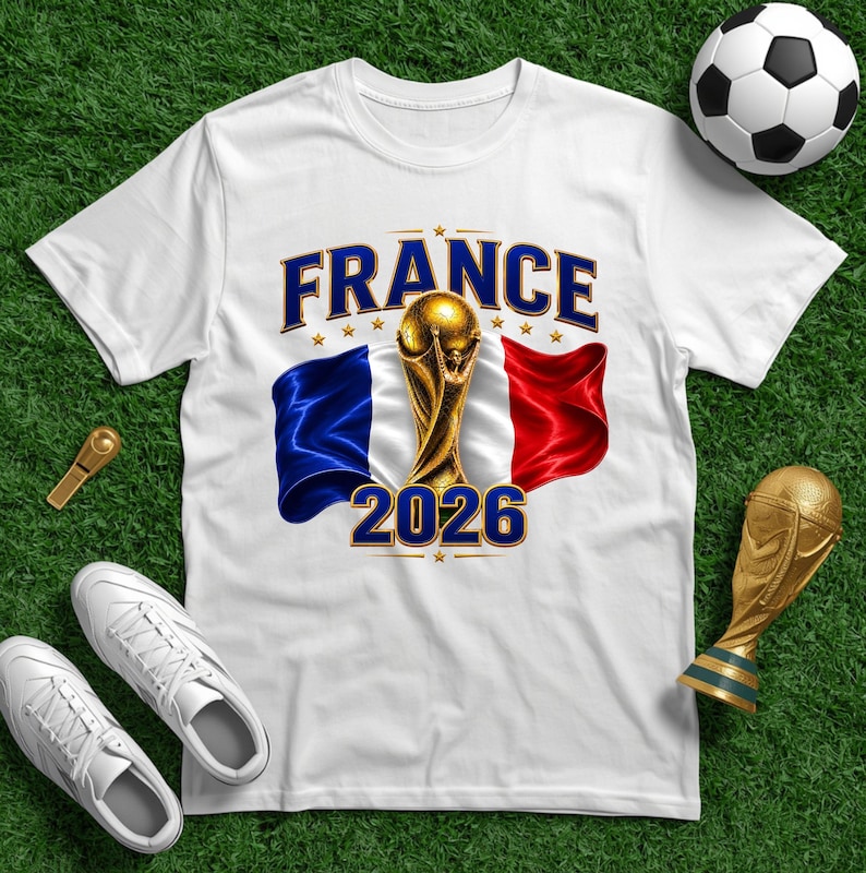 Celebrate the excitement of the upcoming 2026 FIFA World Cup with this eye-catching France 2026 Soccer Shirt! Perfect for passionate football fans, this French Football Fan Graphic Tee combines retro style with modern team spirit. Whether you’re cheering from the stands, hosting a watch party, or simply showing your love for international soccer, this vibrant shirt is a must-have addition to your game day wardrobe.