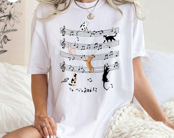 Cat Music Notes T-Shirt, Music Teacher Gift