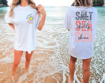 Salt Water Seashells Sunshine Shirt: Beach Summer Vacation Tee, Coastal Ocean Shells Gift, Trendy