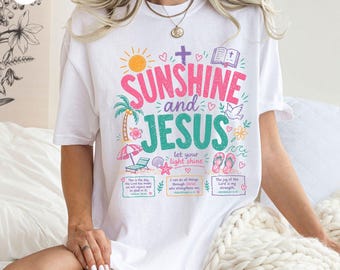 Sunshine And Jesus Shirt: Christian Summer Graphic Tee, Faith Bible Verse Gift Outfit