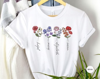 Custom Mamas Garden Shirt: Personalized Wildflower Bouquet Tee, Sentimental Mother Day Gift Outfit