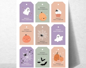 Etichette di Halloween stampabili e scaricabili digitalmente all'istante, etichette regalo modificabili, graziose etichette per dolcetti di Halloween per la scuola, "Dolcetto o scherzetto"