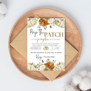 Höstfest med redigerbara mallar: Förbered inbjudan och checklista för babyns pumpa, digital nedladdning direkt