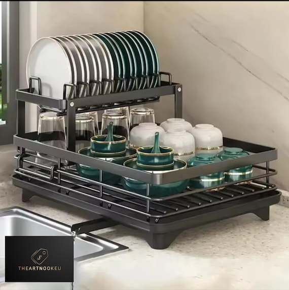 Tier Dish Drying Rack With Drainboard for Kitchen Counter – Space