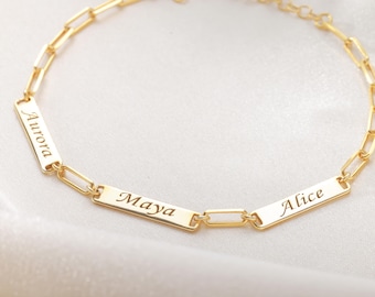 Custom Name Bracelet with Paperclip Chain~ Bracelet Gift for Mom, Grandma, Best Friend, Sister ~ Personalized Bracelet ~ Valentine's Day