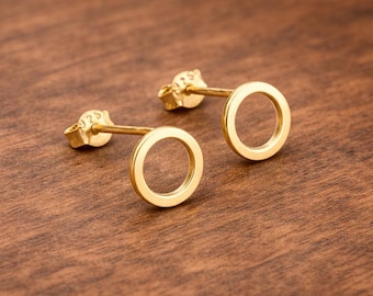 Open Circle Earrings, Minimalist Earrings, Circle Earrings, Dainty Earrings, Open Circle Stud Earrings valentine's day gift